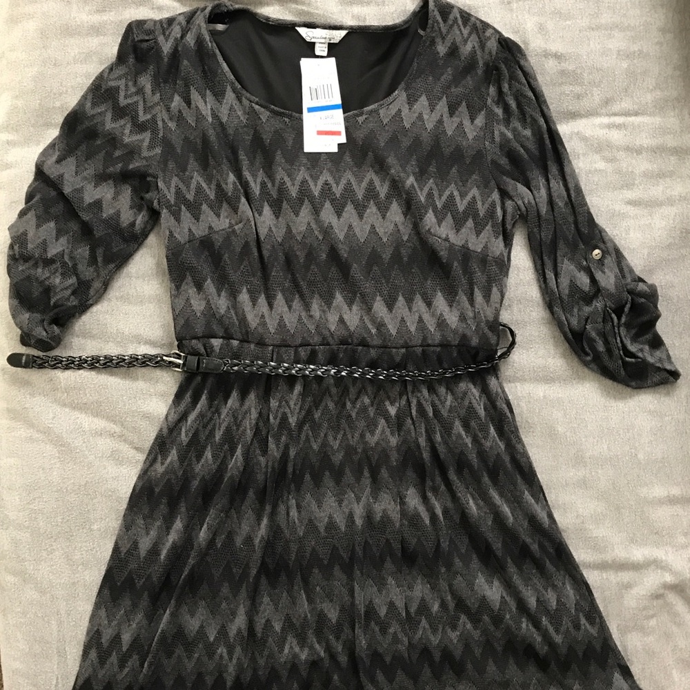 Black chevron long sleeve dress